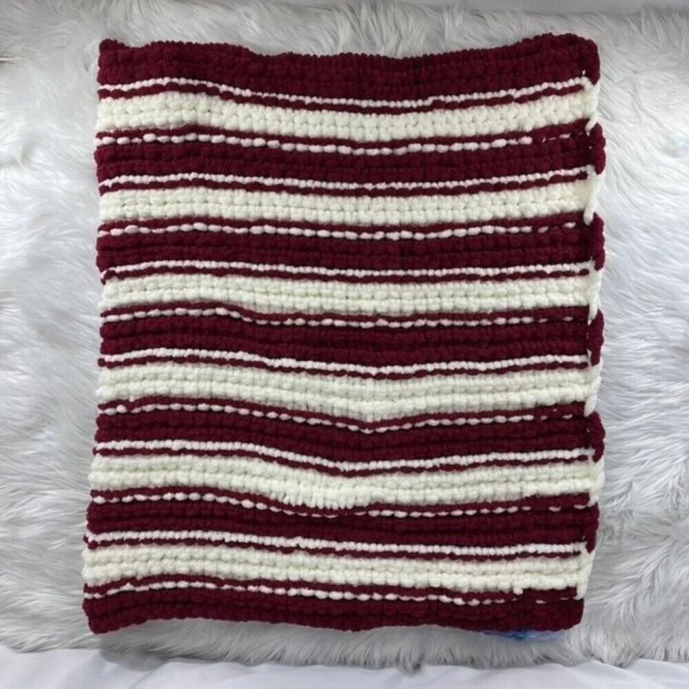 Handmade Chunky Knit American Flag Blanket Chenille Patriotic‎ USA Throw NEW